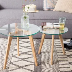 designline Beistelltisch Bror 2er-Set mit Glasplatte