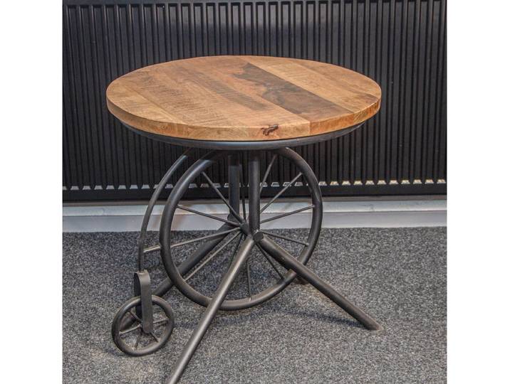 Antikas Beistelltisch Beistelltisch 1 Rad, Holz und Eisen, schwarz, H.55,5 × B.60 cm