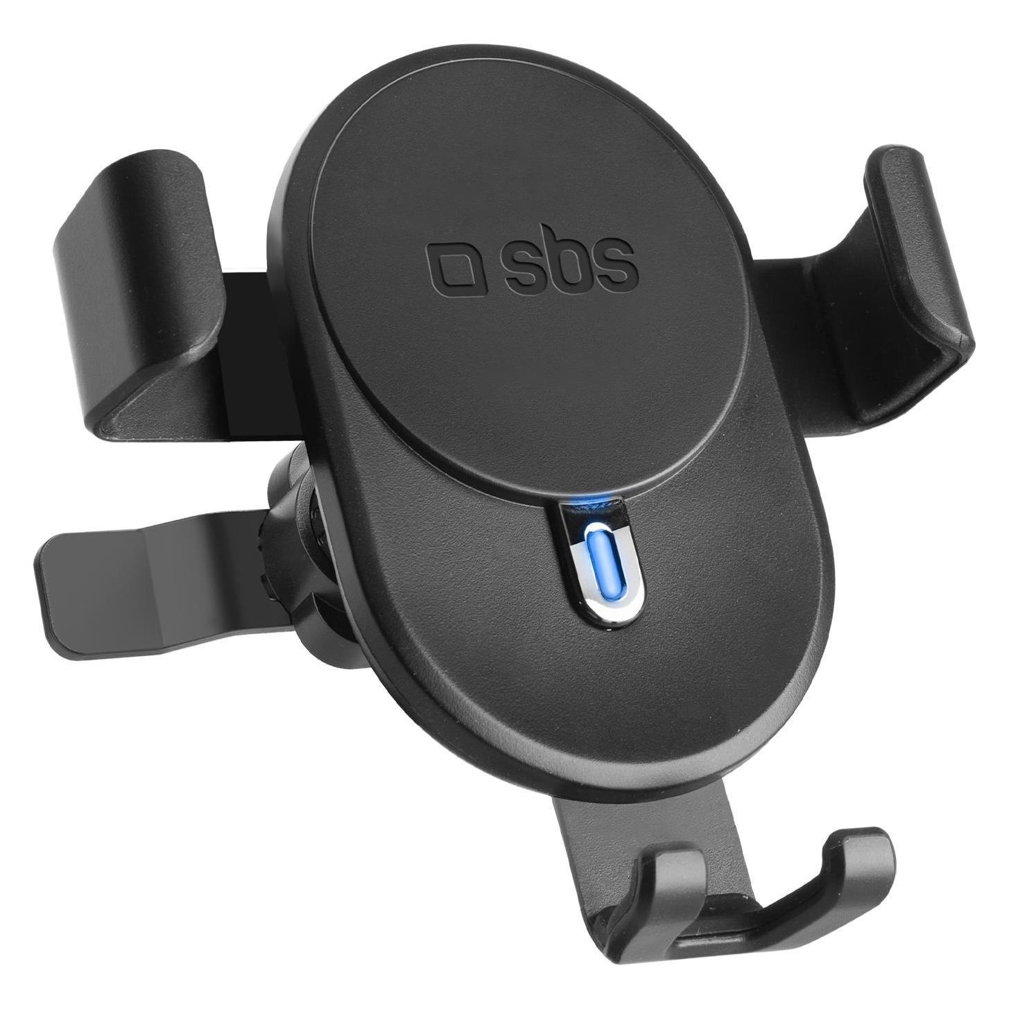 SBS Holder with wireless charging 15w function and screw clip (schwarz) (TESUPWIR15SCREW)