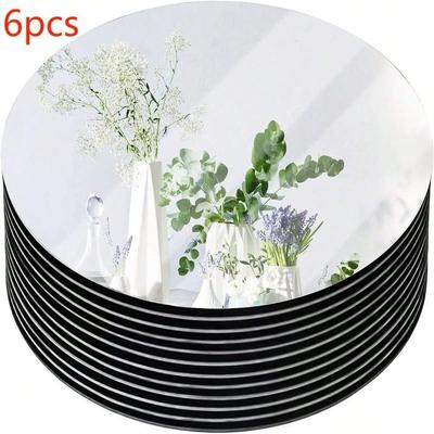 Useful Little Things Round Acrylic Mirror Tray Set 6 Pcs 8 In