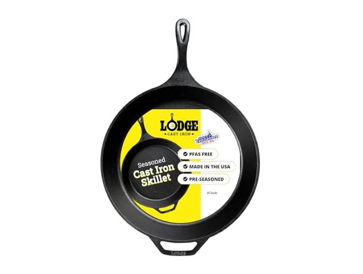 Lodge Classic Gusseisenpfanne Ø38 H: 7,3 cm, bereits eingebrannt PFAS-frei, Ausgießer, alle Herdarten, Induktion, Backofen, Grill, Lagerfeuer, Antihaft-Patina, vielseitig einsetzbar