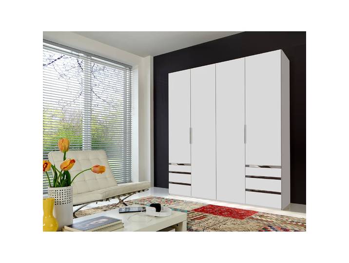 Drehtürenschrank Level 36A 200 x 216cm Weiß/Alpinweiß ohne Spiegeltür/-en