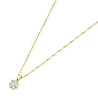 Kette mit Anhänger SMART JEWEL "Blüte, Zirkonia Steine, Silber 925", gold, Halsketten, Damen, 45cm