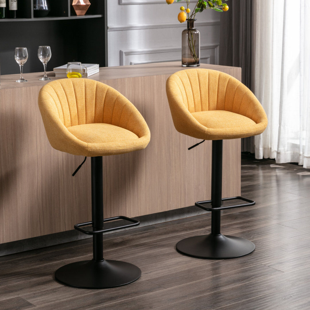 Norden Home Thornbury Swivel Yes Upholstered Yes Bar Stool Yellow 51cm W X 47.5cm D