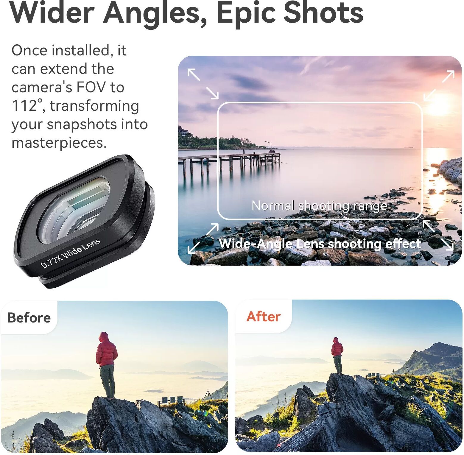 INF Vergrößerungslinse kompatibel mit DJI Pocket 3: Optisches Glas & Aluminiumlegierung für verbesserte Aufnahmen
