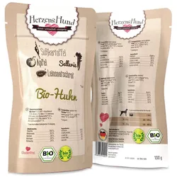 Herzenshund 130 Gramm Hundenassfutter 15 x 130 Gramm Bio Huhn mit Süßkartoffel