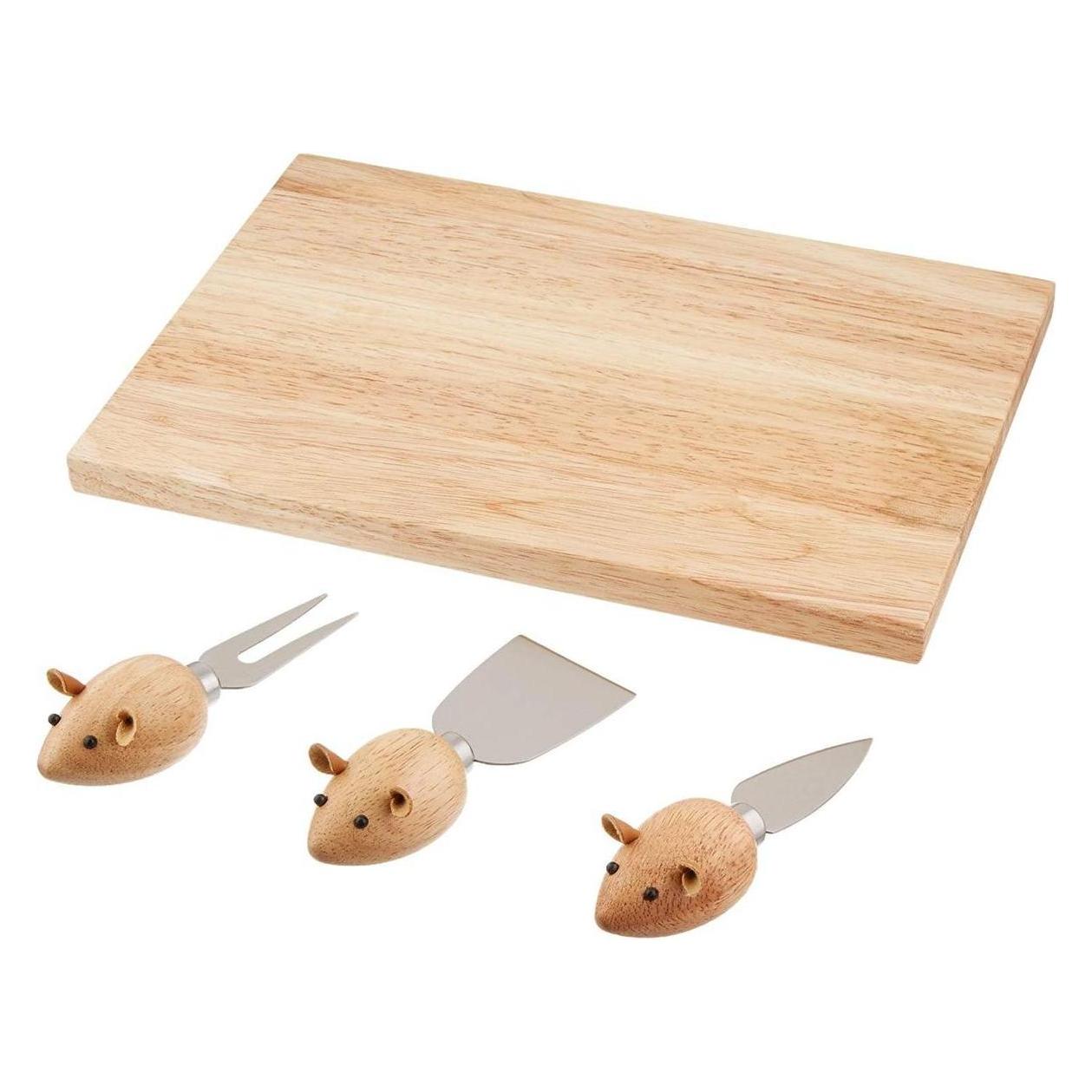 Kikkerland Cheese Board And Mouse Knives (CHS07)