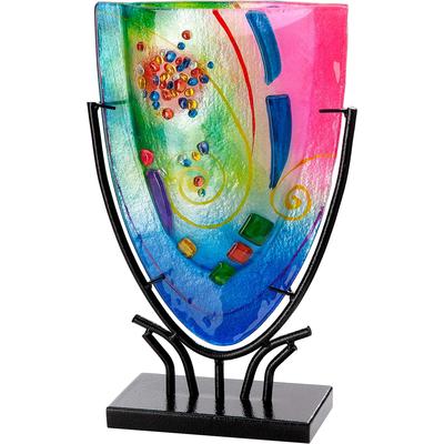 Tischvase GILDE "Vase oval Cool", bunt (mehrfarbig), B:22cm H:34,5cm T:9,5cm, Glas, Vasen