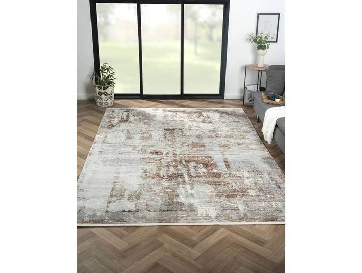 Teppich Esme 2 , beige (cream, hellgrau, terra), B:200cm H:8mm L:290cm, Polyester, MYFLAIR MÖBEL & ACCESSOIRES, Teppiche, Teppich, Kurzflor, Vintage Look, mit Fransen, besonders weich durch Microfaser