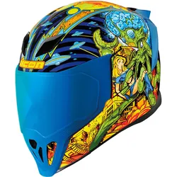 Icon Airflite Bugoid Blitz, Integralhelm - Blau/Gelb/Grün - S