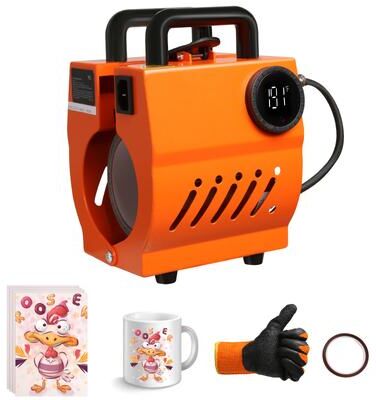 Silver Stone Store Ceramic Cup Presser Tumbler, Mug Heat Press Mini Gift, DIY Handheld Sublimation, Auto Printing Machine orange