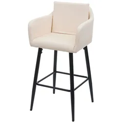 Proregal Barhocker mit Lehne | Sitzhöhe 74cm | Fußablage Metall | Kunstleder Creme-Beige | Barstuhl Tresenhocker