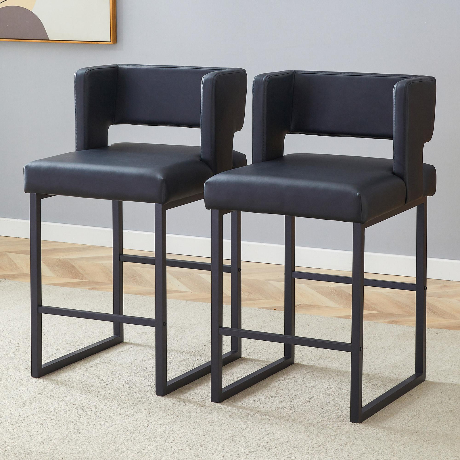 STILVORA Barkrukken set van 2 Scandinavische stijl met zilverkleurige metalen poten