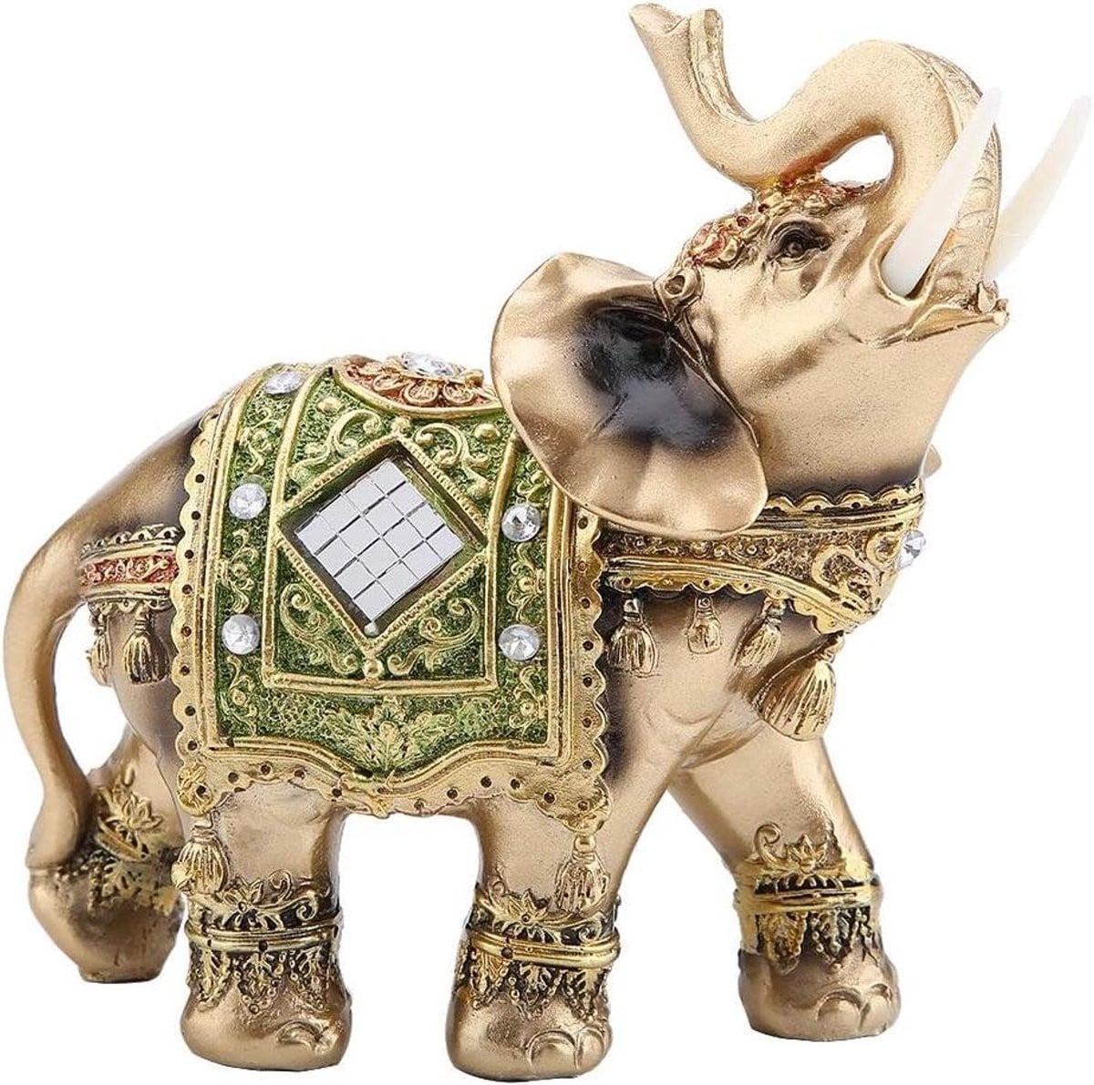 Groen Olifant Beeldje - Geluksbrenger Decoratie van Niet Giftig Hars