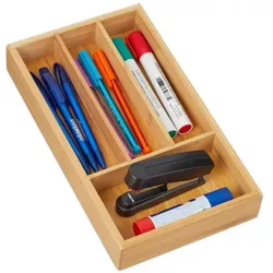 Relaxdays Schubladenorganizer mit 4 Fächern Hellbraun