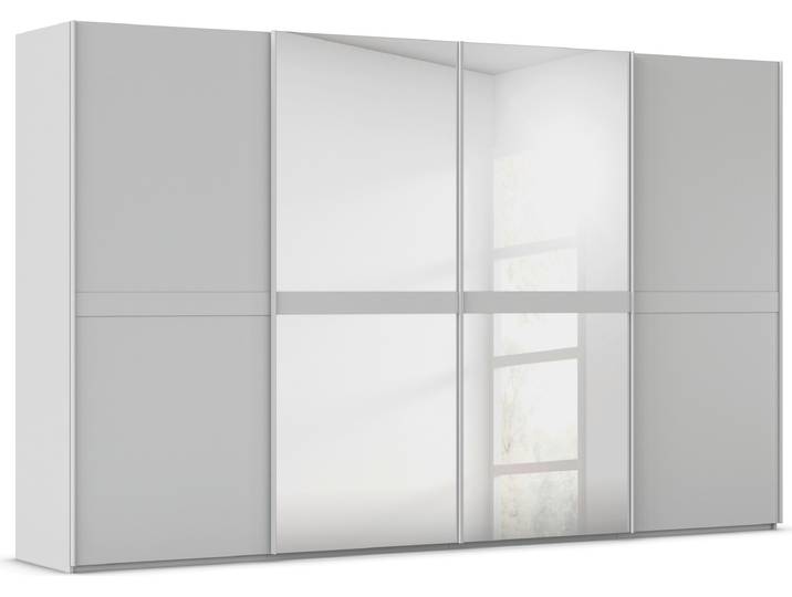 Schwebetürenschrank, 360x223 cm, Holzwerkstoff, Seidengrau, 4 Türen, Modern, Rauch