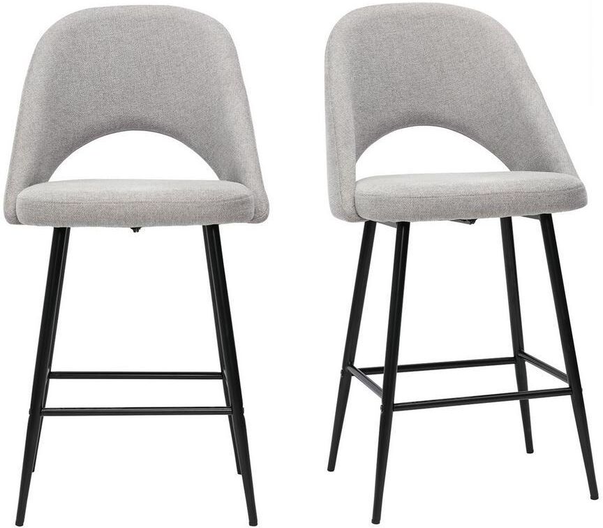 Miliboo Barhocker grauer Stoff mit Samteffekt H65cm (2er-Set) COSETTE