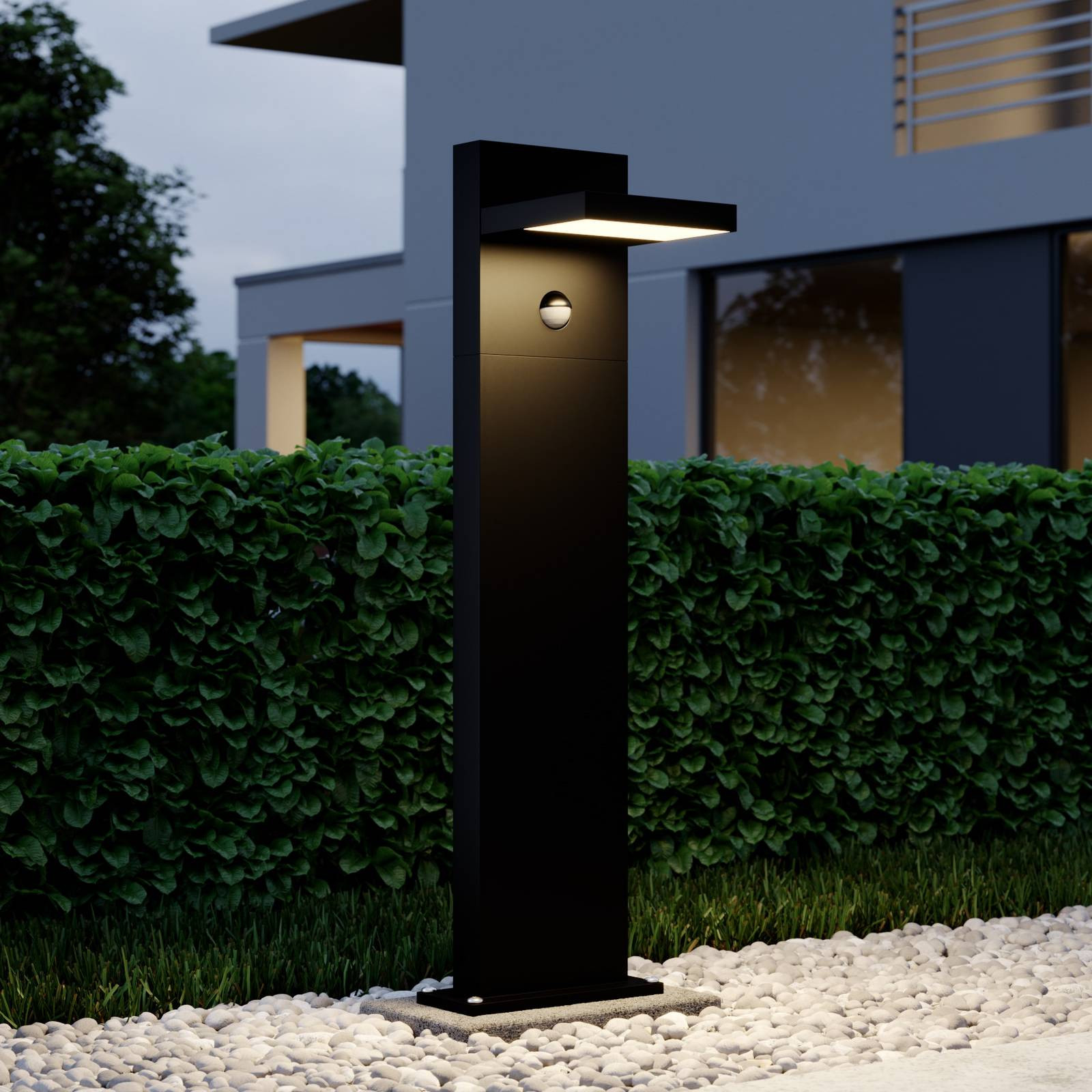 Lucande Silvan LED tuinpadverlichting met bewegingssensor, zwart of wit, Aluminium, Hoogte: 65 cm