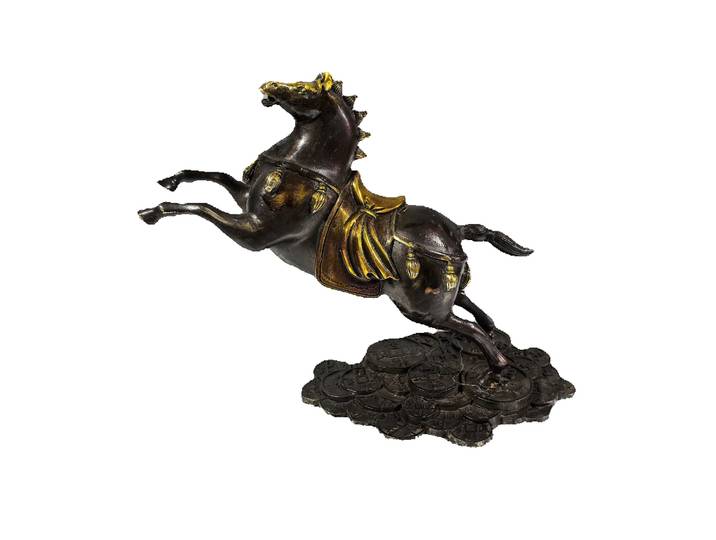 Collection folklorique chinoise d'ornement de cheval volant doré en cuivre pur pour le salon de la maison