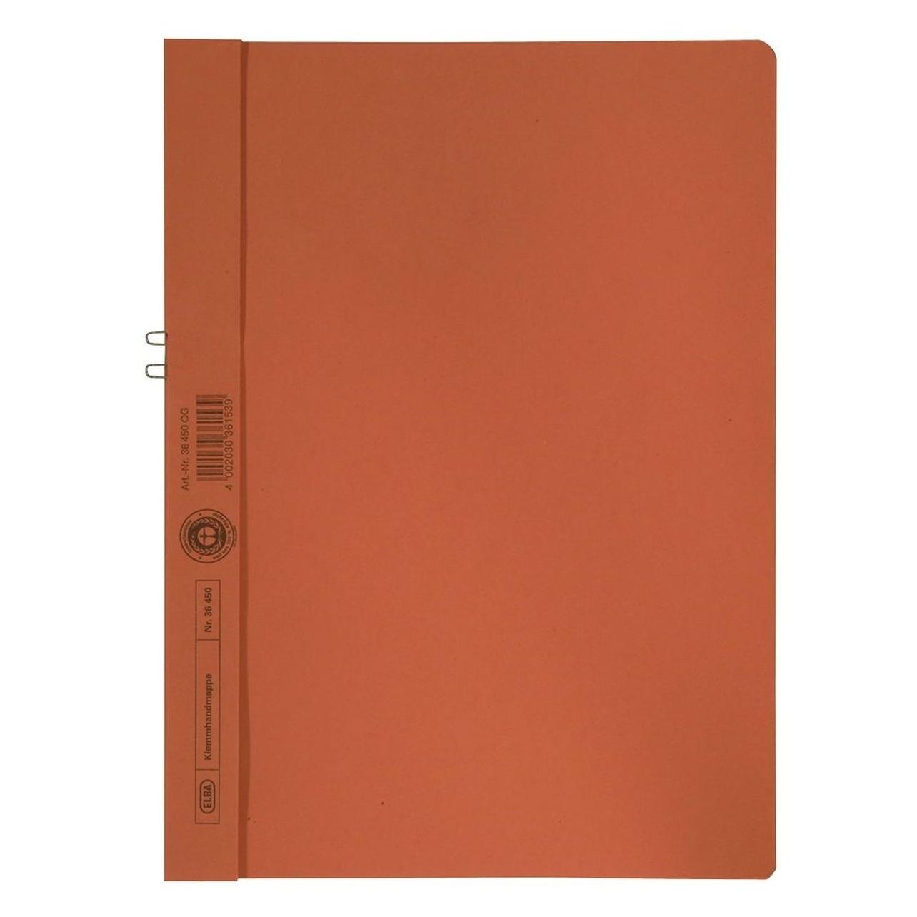 Elba Klemmmappe, Manilakarton (RC), ohne Vorderdeckel, A4, orange 1 Stück (A4, 1x) (400001027)