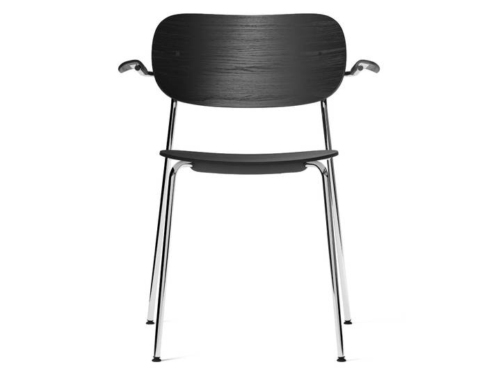 Audo Copenhagen Co Stuhl Armlehne verchromte Beine Schwarze Eiche