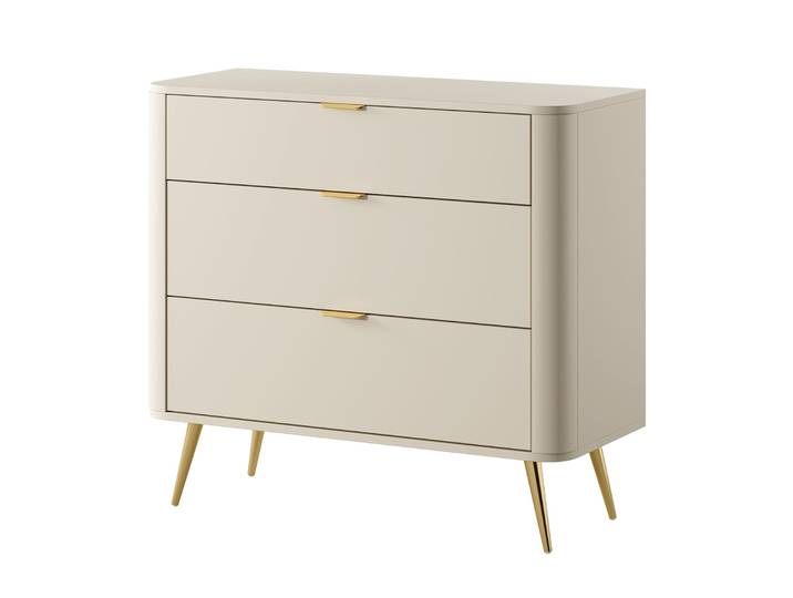 Oval-Kommode mit drei Schubladen, 92 cm, sandbeige