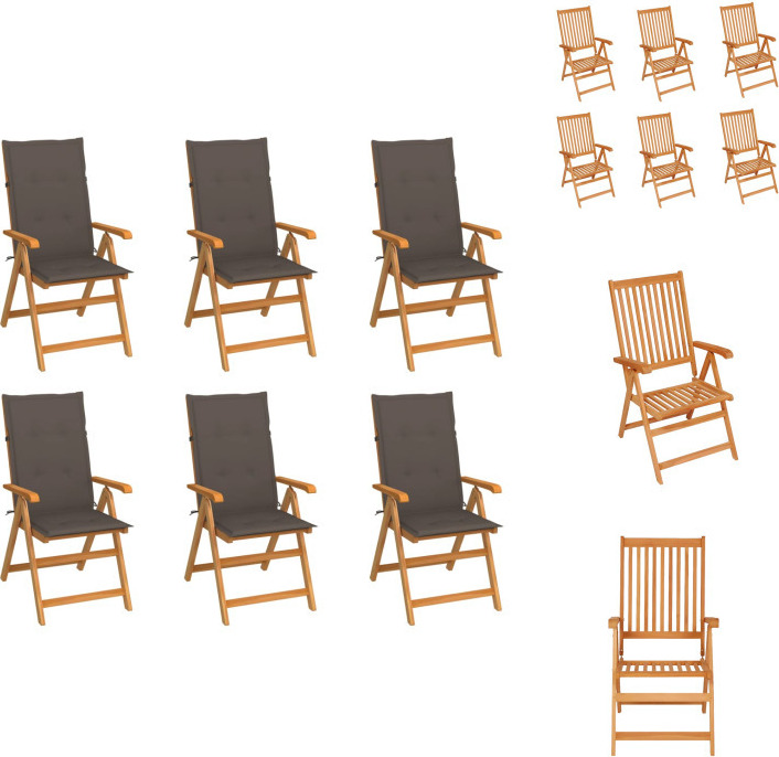 vidaXL Gartenstühle 6 Stk. mit Taupe Kissen Massivholz Teak - Gartenstühle