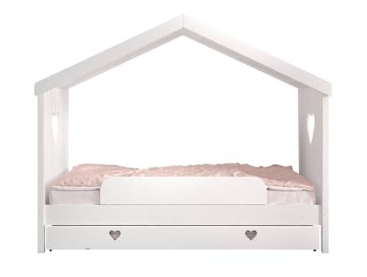 VIPACK Kinderbett Amori 90x200 Kiefer Weiß lackiert inkl. Rollrost, Schublade