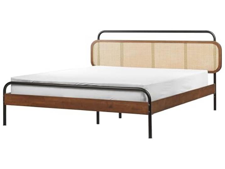 Holzbett dunkelbraun / schwarz Wiener Geflecht 160 x 200 cm Boussicourt