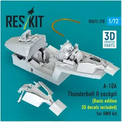 ResKit A-10A Thunderbolt II cockpit (Basic edition 3D decals included) (3D Printed) for Great Wall Hobby