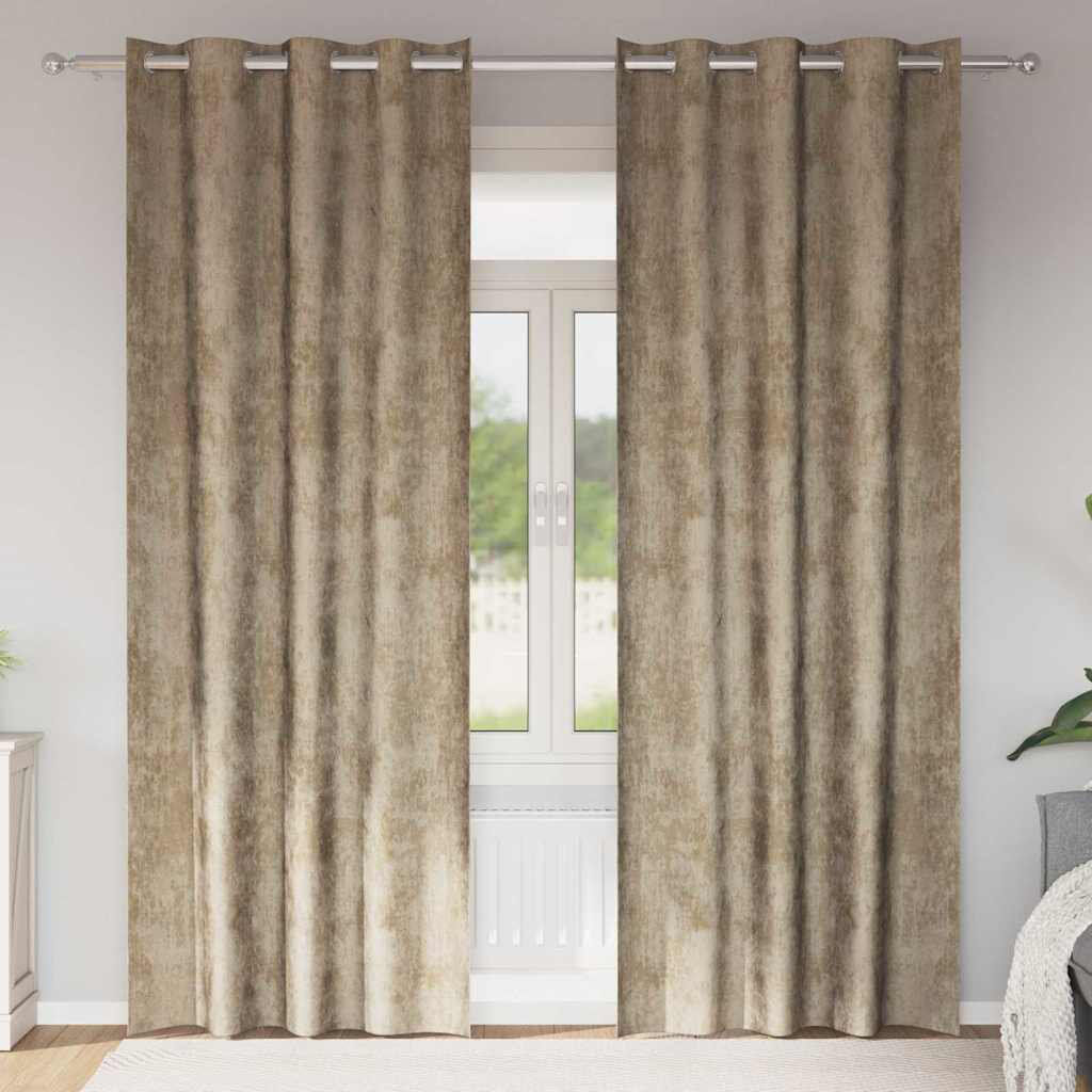 Fairmont Park Alithia Velvet Room Darkening Curtain Pair Champagne 140cm Width x 225cm Drop