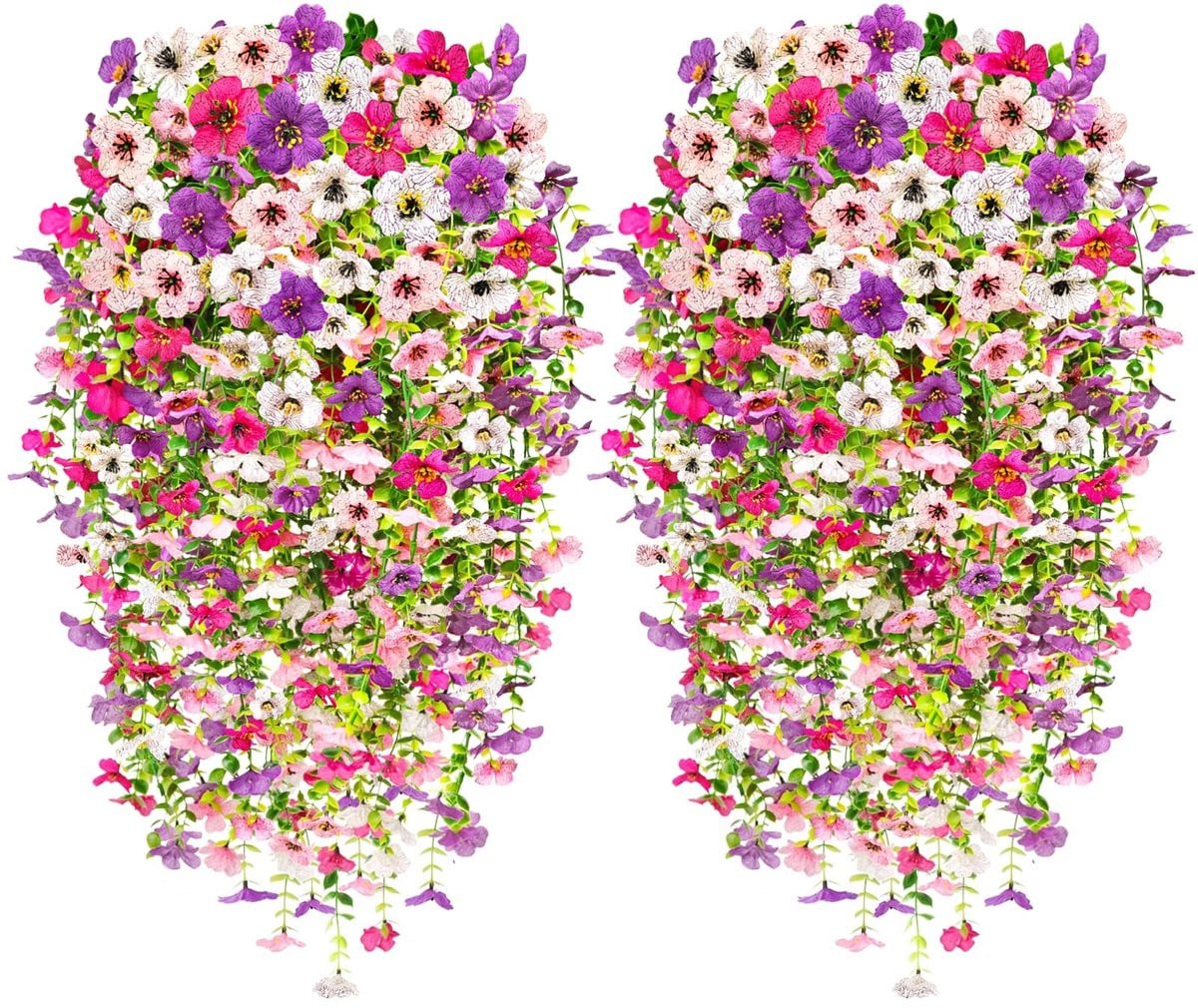 Set van 4 kunstbloemen hangplanten voor decoratie