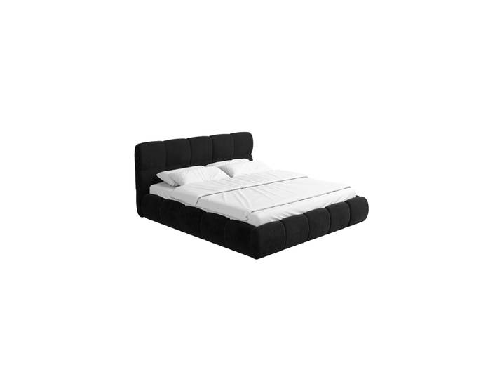 Design Polsterbett „Isola“ mit Ablagefach, Samt Schwarz BLOOMINGLOFT Collection