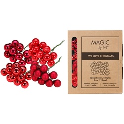144 Glaskugeln am Draht 2cm Weihnachtskugeln Spiegelbeeren Basteln Ruby Red