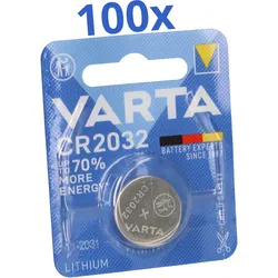 VARTA CR 2032 Lithium-Knopfzelle 3V 100 Stück 1er Blister