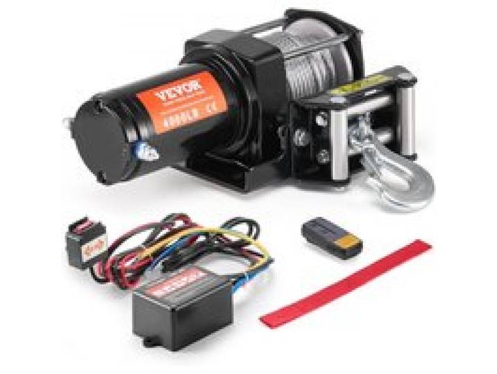 VEVOR Elektrische Seilwinde, 4000 lb Seilzugkapazität, 12 V DC ATV/UTV-Winde mit Φ3/16 Zoll x 39 Fuß 7-Strang-Stahlkabel-Rollenführung, kabellose und kabelgebundene Fernbedienung, IP55 wasserdicht zum Abschleppen von UTV ATV