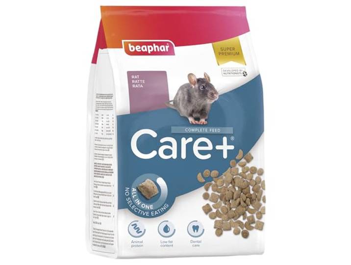 Beaphar Care+ Rat 1,5kg - hoogwaarde voeding voor ratten - heerlijke geur en smaak door kruiden - hoog ruwvezelgehalte - alles in 1 brokje