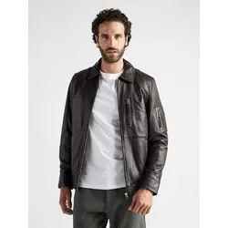 Lederjacke JCC "31018159", Herren, Gr. 56, braun, Obermaterial: 100% Lammleder (Glattleder). Innenfutter unterer Teil: 100% Baumwolle. Innenfutter oberer Teil: 100% Polyester. Wattierung: 100% Polyester. Ärmelfutter: 100% Polyester, mit Knopf, Jacken
