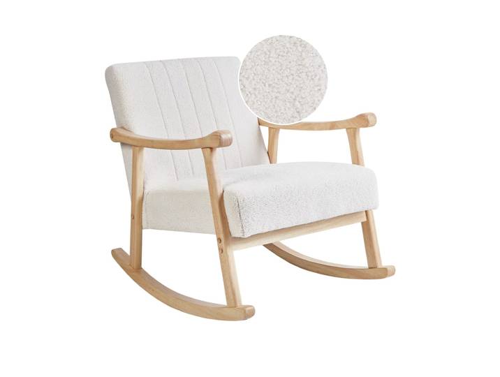 Fauteuil à bascule bouclé blanc cassé
