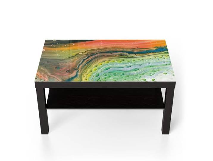 DEQORI Glastisch schwarz groß 90x50 cm Motiv Organische Vielfalt ausgefallener Beistelltisch aus Glas Hochglanz Couchtisch fürs Wohnzimmer moderner Couch Tisch mit Design