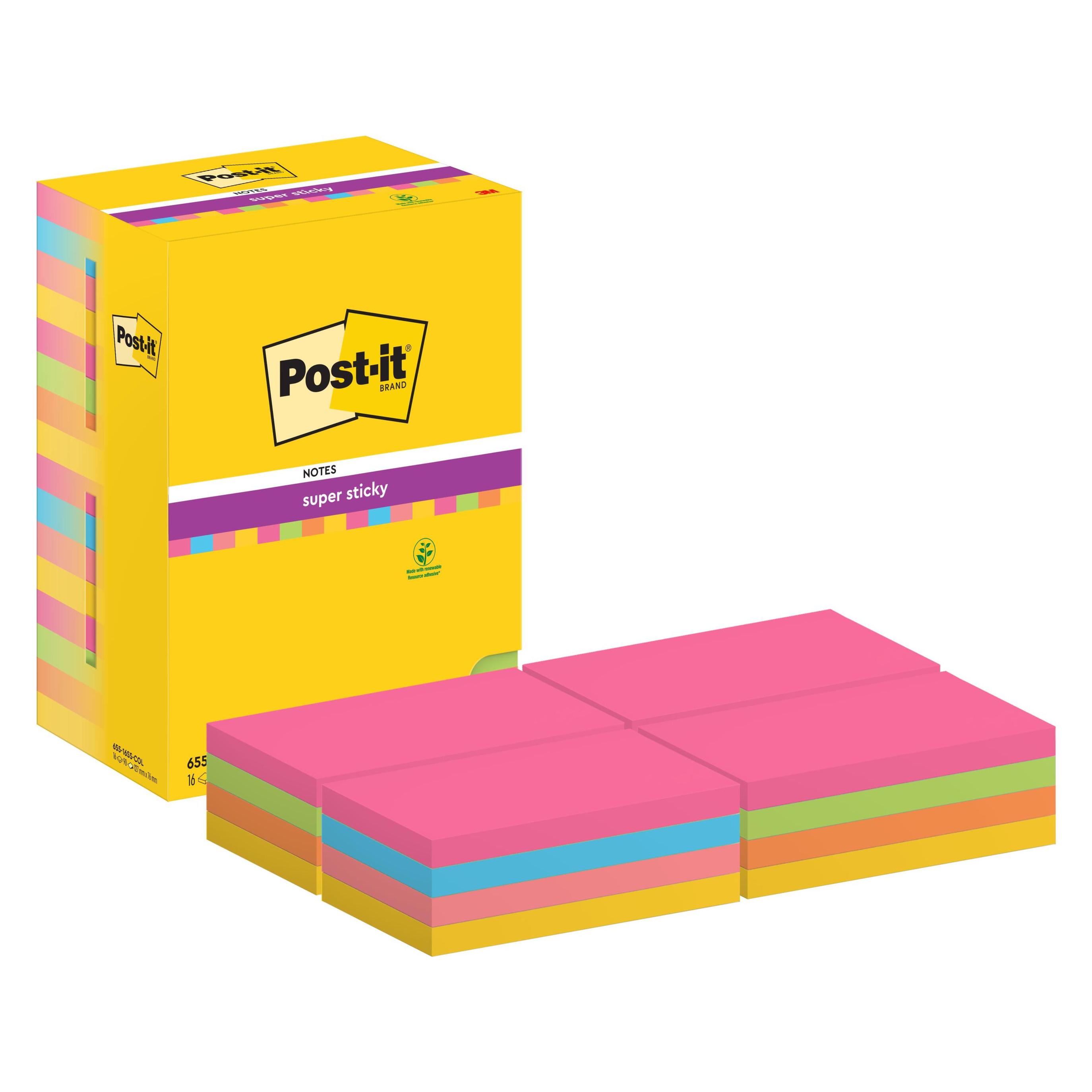 Post-it Super Sticky (76 x 127 mm) (655-16SS-COL)