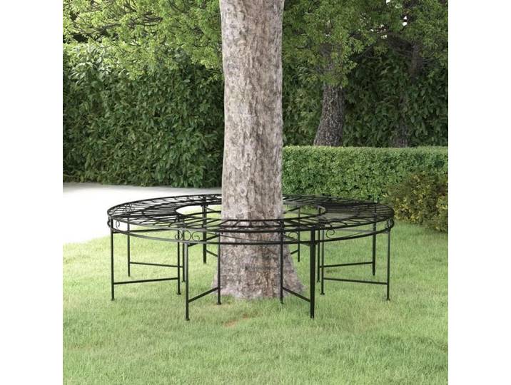 Banc circulaire tour d'arbre - - Ø160 cm - Noir - Acier - Résistant aux intempéries - Design enveloppant