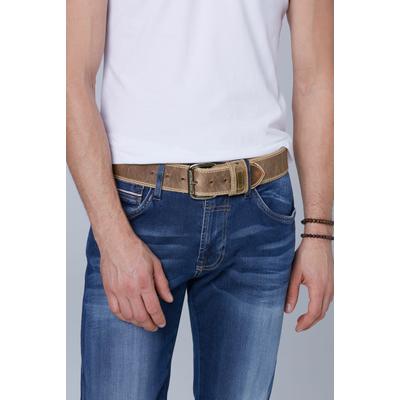 Ledergürtel CAMP DAVID, Herren, Gr. 90, beige, Leder, unifarben, Gürtel Ledergürtel, mit Logo-Plakette