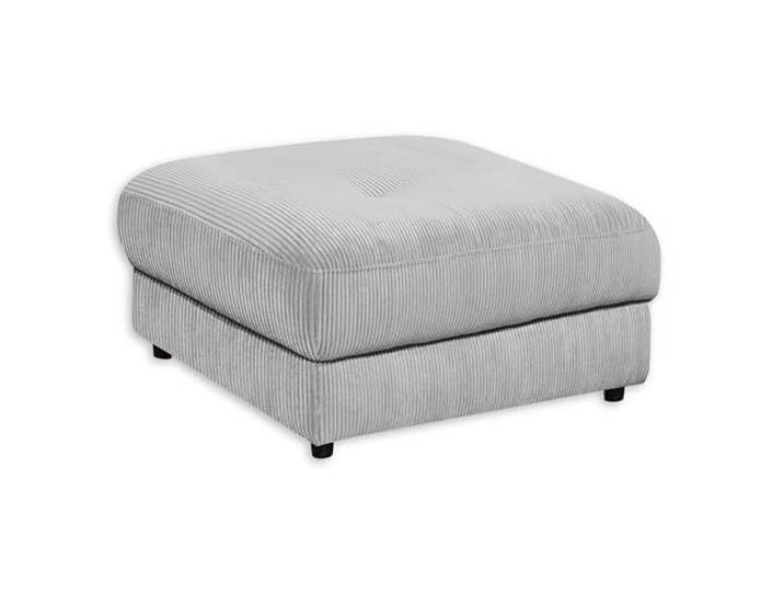 Fußhocker BARURA Cord hellgrau – Bequemer quadratischer Polsterhocker 84x84 cm, moderner Hocker als Ergänzung zum Sofa