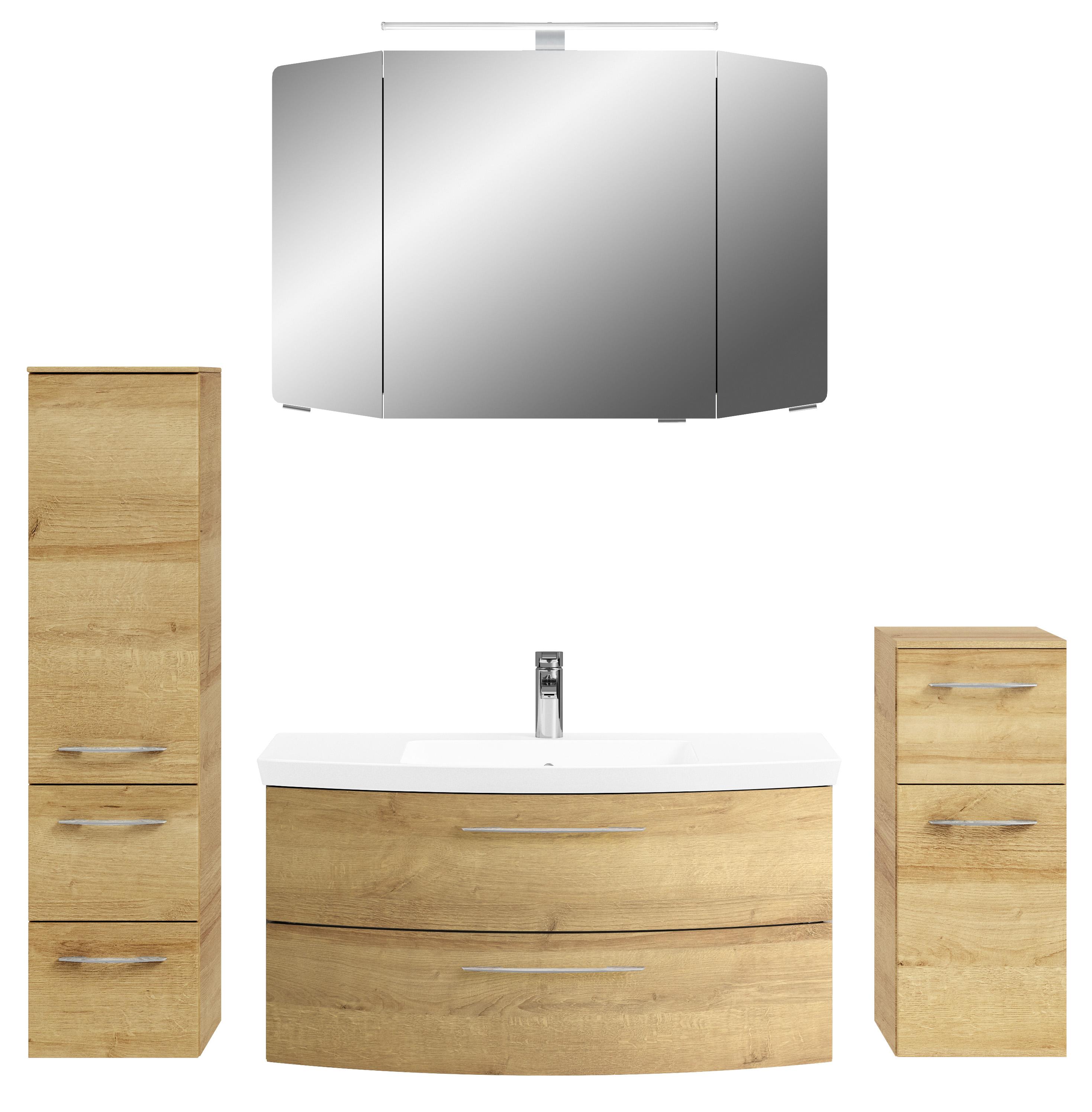 Pelipal Cassca Sprint Badmöbel-Set mit Spiegelschrank und Mineralmarmor-Waschtisch