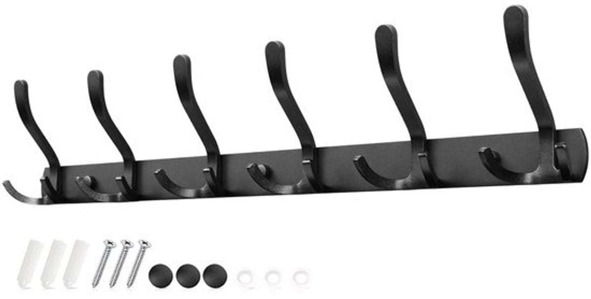Dailygoods Garderobehaken 3-in-1 Wandgarderobe met 18 haken, Zwart, Metaal