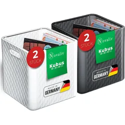 Novaliv, Aufbewahrungsbox, 4 Stück Kunststoff Boxen für Kallax Regal Anthrazit & Weiss Aufbewahrungsbox 30x30x30 cm Falt (25 l, 4x, 30 x 30 x 30 cm)