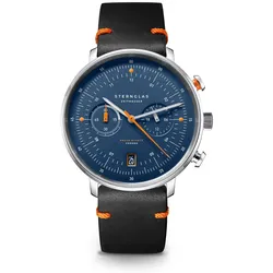 STERNGLAS - HAMBURG CHRONO - EDITION KÜSTE - blau - silber - editionband 20 nero orange / 42MM