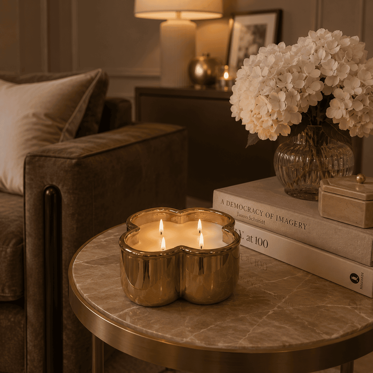 Maya Gold Clover Shaped Decorative Candle