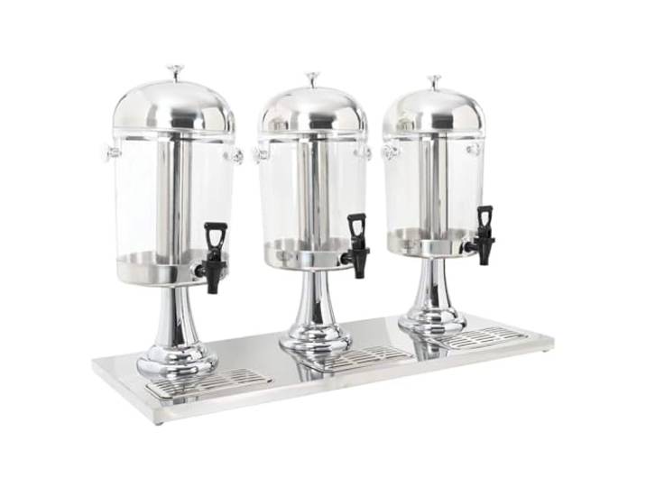 vidaXL Getränkespender 3-Fach Edelstahl 3 x 8 Liter